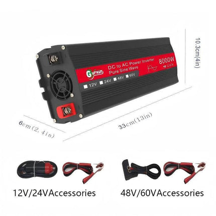 Gurxun Sine Wave Inverter for Household Power Conversion - 8000W pure sine wave DC to AC inverter with 12V/24V and 48V/60V accessories