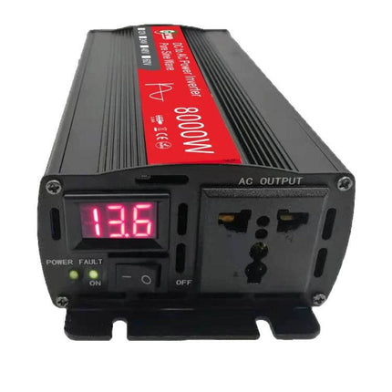 Gurxun Sine Wave Inverter for Household Power Conversion front view showing digital voltmeter and AC output sockets