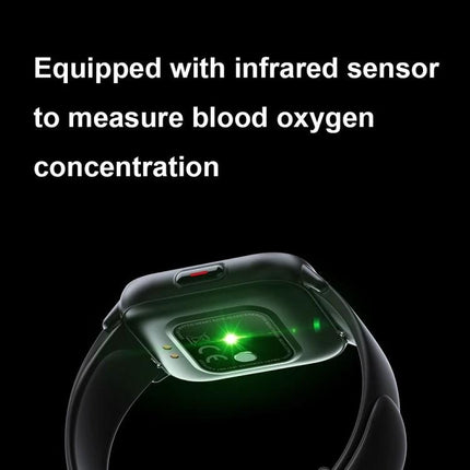 Daily Health Tracking Smart Watch for Everyday Fitness Monitoring - infrared sensor measuring blood oxygen on wrist with green light