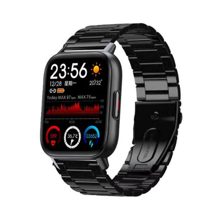 Daily Health Tracking Smart Watch for Everyday Fitness Monitoring with black metal band showing heart rate, steps, sleep and time display