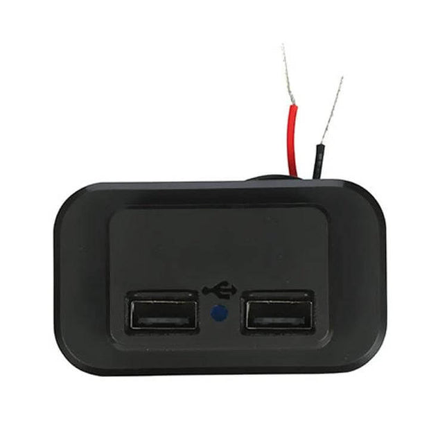 Dual USB Car Charger for RVs and Buses Easy Install compact dual-port flush mount with blue indicator light and dust cover, hidden screws