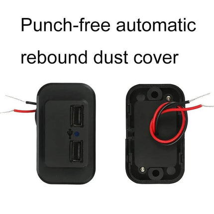 Dual USB Car Charger for RVs and Buses Easy Install compact punch-free dual USB port with dust cover and blue indicator light