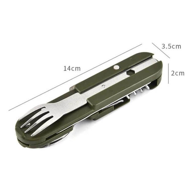 Outdoor Camping Tableware Set Stainless Steel Knife Fork and Spoon compact folding stainless steel utensil kit with measurements 14cm x 3.5cm x 2cm