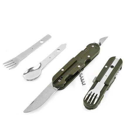 Outdoor Camping Tableware Set Stainless Steel Knife Fork and Spoon compact folding stainless steel utensil kit with corkscrews