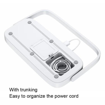 UD10 3 In 1 Wireless Charger Nightlight for iPhone 12 13 Apple Watch AirPods showing handle, cord trunking compartment and anti-skid feet in white