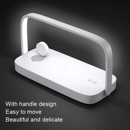UD10 3 In 1 Wireless Charger Nightlight for iPhone 12 13 Apple Watch AirPods — white handle-design wireless charger with nightlight and magnetic watch dock