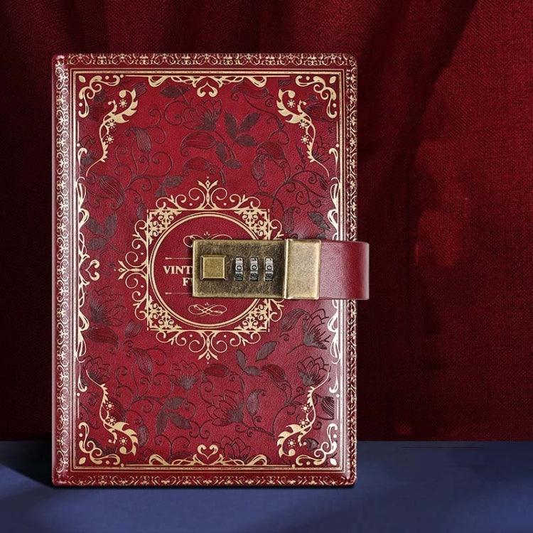 Elegant B6 Lockable PU Leather Journal with Ribbon Bookmark Wine Red