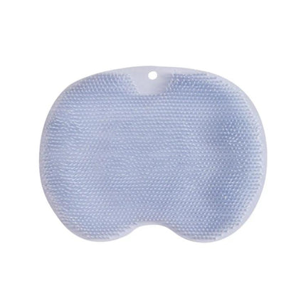 Bathroom Tool for Easy Back and Foot Care in Showers - light blue TPR shower scrub pad with textured bristles and wall-mount hole