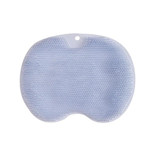 Bathroom Tool for Easy Back and Foot Care in Showers - light blue TPR shower scrub pad with textured bristles and wall-mount hole