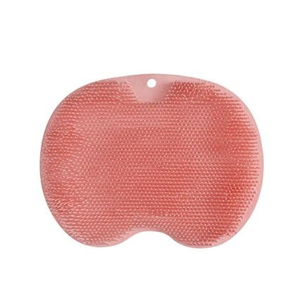 Bathroom Tool for Easy Back and Foot Care in Showers pink TPR scrub pad with textured bristles for shower wall or floor use