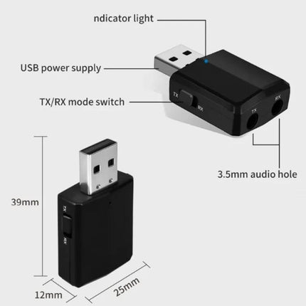 ZF-169 Plus Bluetooth 5.0 Car Audio USB Adapter 3 In 1