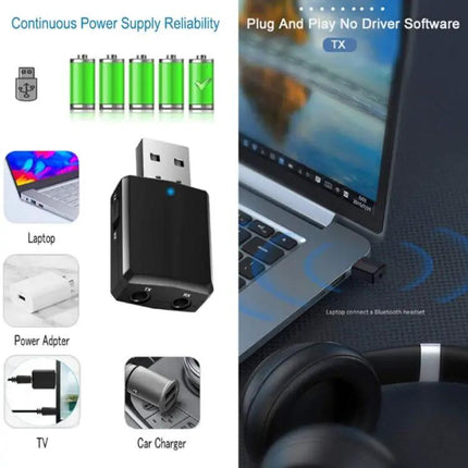 ZF-169 Plus Bluetooth 5.0 Car Audio USB Adapter 3 In 1