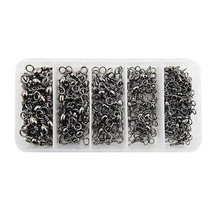 Bottle Shaped Three Pronged Swivel Fishing Ring Set 115 Pieces – stainless steel copper swivel kit in divided plastic case