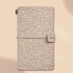 Chic A6 Vintage Lace Embellished Girls' Personalized Writing Journal with Changeable Inner Pages Oats