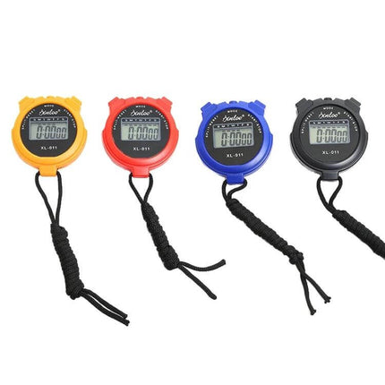 Display Stopwatch With Single Memory For Running And Training compact waterproof timer in yellow red blue and black with lanyard