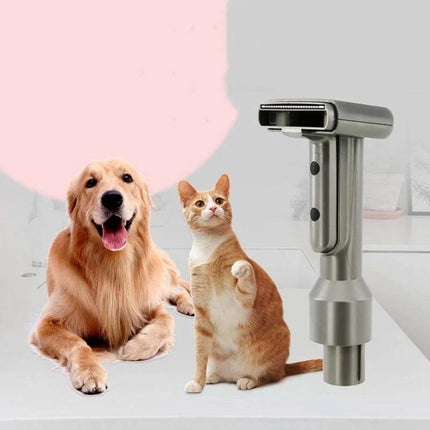 Pet Hair Removal Brush for Dyson V7 to V15 Vacuums - pet-friendly brush attachment with one-click hair ejection, shown with dog and cat