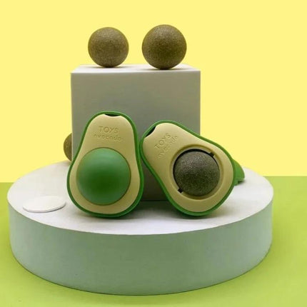 Avocado-Shaped Catnip Toy for Daily Cat Teeth Care and Play — plastic avocado toy with replaceable catnip balls for chewing and dental care