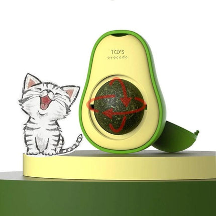 Avocado-Shaped Catnip Toy for Daily Cat Teeth Care and Play - plastic avocado toy with catnip ball for teeth cleaning and play