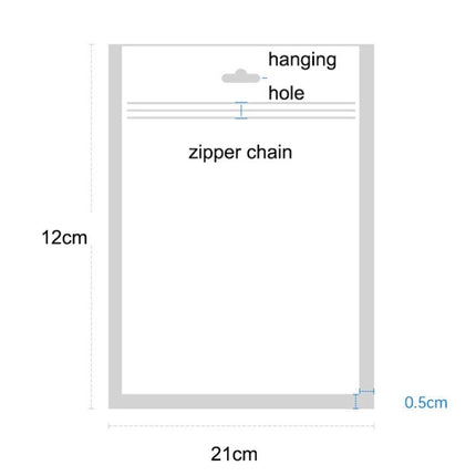 Translucent Self-Sealing Packaging Bags for Phone Cases, 12x21cm clear CPP zipper pouch with hanging hole, 12x21cm outer size and 11x18cm inner size