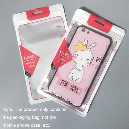 Translucent Self-Sealing Packaging Bags for Phone Cases, 12x21cm showing packaged phone case and empty bag protecting accessories
