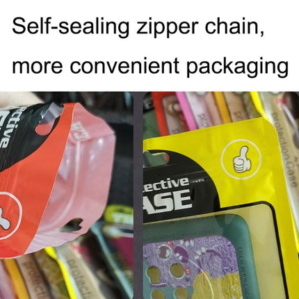 Self-Sealing Pearl Bags for Phone Case Packaging in Various Colors showing colorful self-sealing zipper phone case pouches