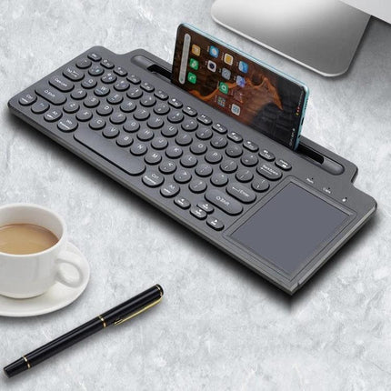 Wireless Bluetooth Keyboard with Integrated Bracket for Everyday Typing - compact wireless keyboard with touchpad and phone/tablet slot