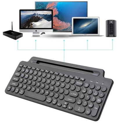Wireless Bluetooth Keyboard with Integrated Bracket for Everyday Typing compact black keyboard with touchpad and device slot for laptops tablets