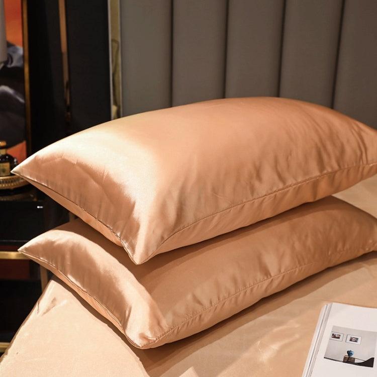 Luxe Ice Silk Pillowcase Set for Ultimate Sleep Comfort, Available in Various Sizes Camel Color 50x75cm