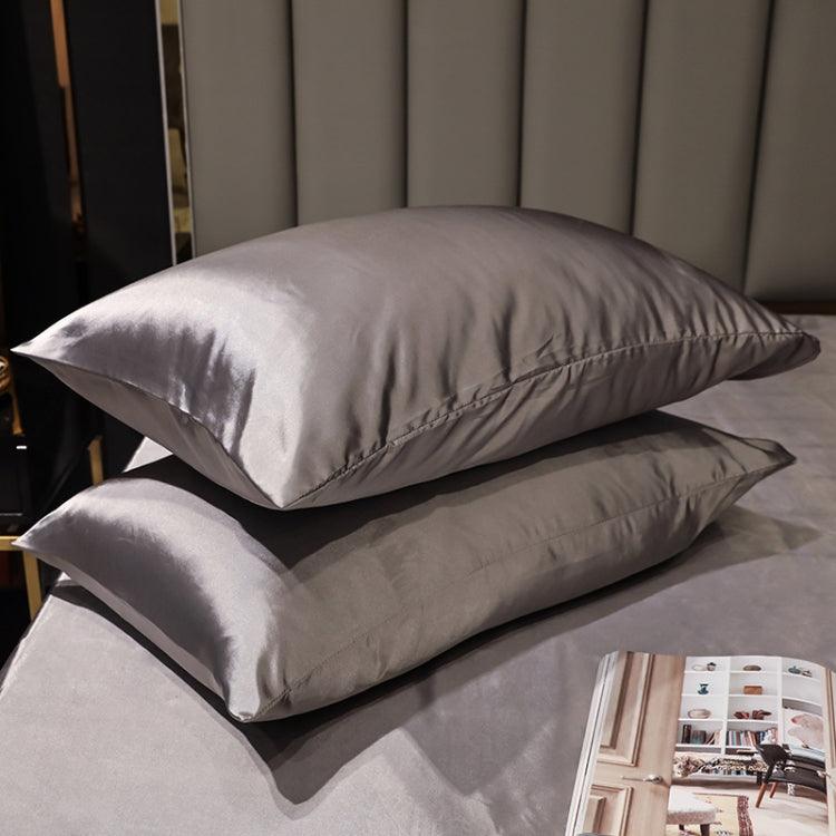 Luxe Ice Silk Pillowcase Set for Ultimate Sleep Comfort, Available in Various Sizes Silver Gray 50x75cm