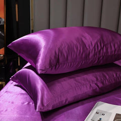 Luxe Ice Silk Pillowcase Set for Ultimate Sleep Comfort, Available in Various Sizes Violet 50x75cm