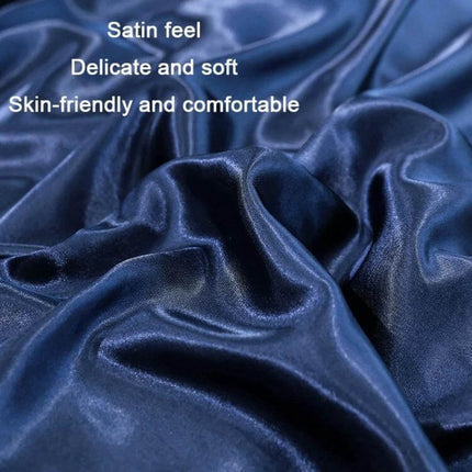 Ice Silk Pillowcase For Smooth Sleep 50x75cm For Everyday Use - navy satin-like fabric, cool smooth surface, skin-friendly and delicate