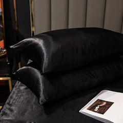 Luxe Ice Silk Pillowcase Set for Ultimate Sleep Comfort, Available in Various Sizes Black 50x90cm