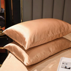 Luxe Ice Silk Pillowcase Set for Ultimate Sleep Comfort, Available in Various Sizes Camel Color 50x90cm