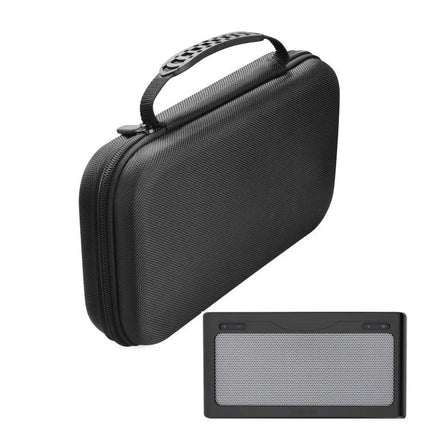 Compact Nylon Carry Bag For Portable Bluetooth Speakers with handle, zippered nylon exterior and padded velvet interior 100 chars