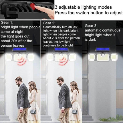 Solar Motion Sensor LED Garden Light Outdoor Waterproof - Outdoor solar-powered motion sensor light with three adjustable lighting modes and 3–5m detection range