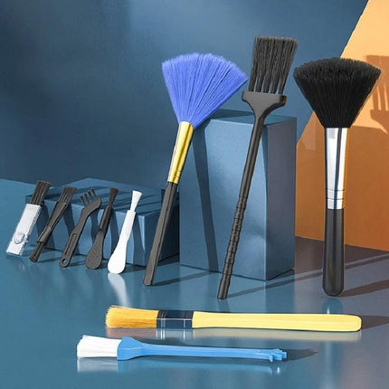 Crevice Cleaning Brush Set for Keyboards and Electronic Devices - 10-piece brushes with thick soft bristles for dust removal in tight ports and between keys