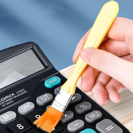 Crevice Cleaning Brush Set for Keyboards and Electronic Devices - 10-piece soft-bristle brush removing dust from calculator and keyboard crevices