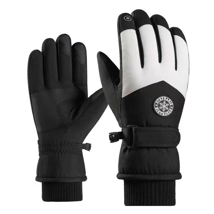 1 Pair Outdoor Cycling Sports Cold and Windproof Warm Finger Gloves, Style:, Letter Type (Black Pink), Letter Type (Purple White), Letter Type (Gray White), Letter Type (Black Gray), Letter Type (Blue White), Male Type (Blue White)