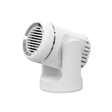 12V Car Heater and Defogger Dual Use Fan for Clear Windows compact white ABS heater-defogger with purifier and anti-oxidation alloy, angled car dashboard fan