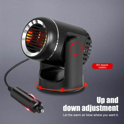 12V Car Heater and Defogger Dual Use Fan for Clear Windows compact 360° rotating heater and defogger with air purification