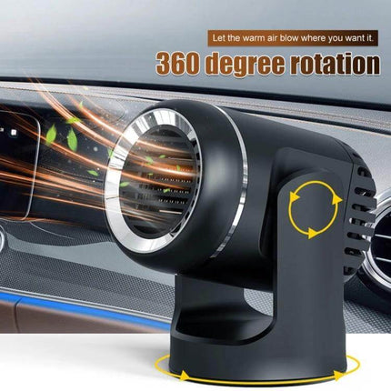12V Car Heater and Defogger Dual Use Fan for Clear Windows compact 360° rotating car heater and defogger with air purification