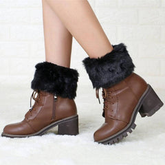 Chic Fuzzy Knit Boot Cuffs for Women - Short Style Flip Top Sleeves