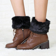 Chic Fuzzy Knit Boot Cuffs for Women - Short Style Flip Top Sleeves