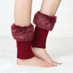 Chic Fuzzy Knit Boot Cuffs for Women - Short Style Flip Top Sleeves