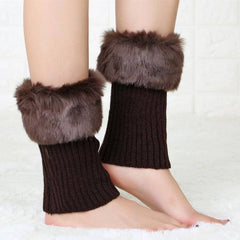 Chic Fuzzy Knit Boot Cuffs for Women - Short Style Flip Top Sleeves