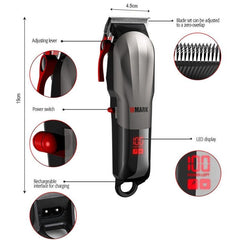 Rechargeable WMARK NG-115 Electric Hair Clippers with EU Plug and Adjustable Blades