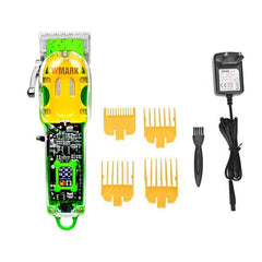 Transparent Wireless LED Hair Clipper with Adjustable Blades and EU Plug