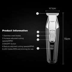 Cortadora de pelo recargable con pantalla LED y grabadora USB WMARK C24-HC011, enchufe de la UE