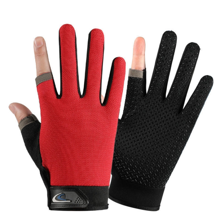 Outdoor UV Protection Non-Slip Two-Finger Fishing Gloves - One Size Fits All