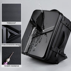 Expandable Waterproof Hard Shell Backpack with USB Charging Port and Large Capacity